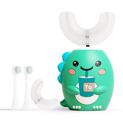 China Cartoon Battery Operated Dinosaur OEM DYCROL Electric Toothbrush For Kids U Shape Toothbrush for sale