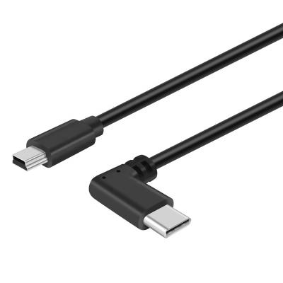 China Smartphone Black Cable USB 2.0 Male 5pin White To USB C Type C 90 Degree Right Angle Mini USB Cable for sale