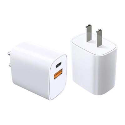 China Mobile Phone Customize 2ports USB C Charger 18W PD QC3.0 Ports EU UK USA Fast Wall Charger Phone Charger For Mobile Phones for sale