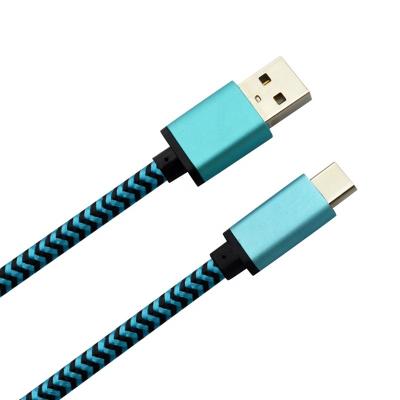 China Blue COMPUTER Metal Housing Fabric Braided USB 2.0A To Type C USB Cable For S21 Mate 40 for sale