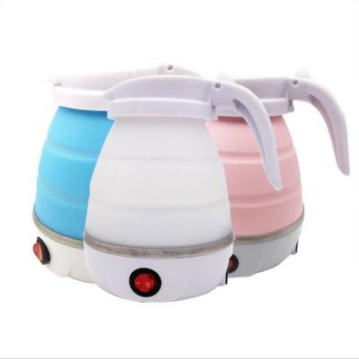 China Keep Warm Portable Electric Kettle 110V/220V 0.6L Mini Portable Foldable Kettle Collapsible Outdoor Silicone Travel Kettle for sale