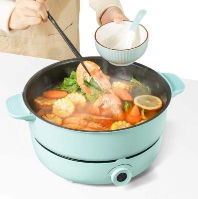 China Kitchen 1.6l Easy Cleaning Electric Cooking Pot Cooking Hot Pot Multi Functional Household Electric Boiling Pans With Steamer for sale