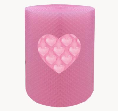 China China Factory Shockproof PE Air Bubble Film Rose Heart Shaped Bubble Roll With Heart Shape for sale