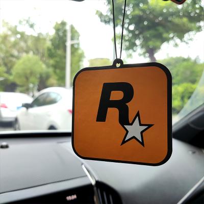 China Animation GTA R Game Star Car Perfume Piece Rearview Mirror Hanging Car Creative Paper Air Freshener for sale