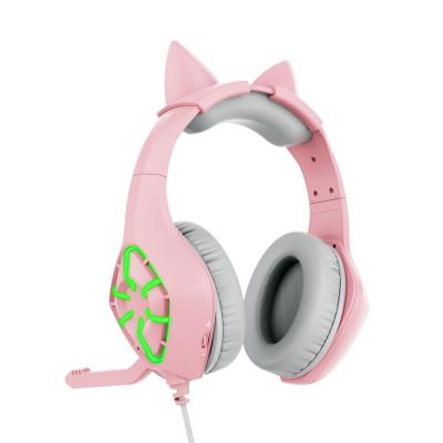 China In-ear Pink Color Cat Wholesale Led Headsets Wired Gaming Headset 7.1 Edging - Sound With Mic for sale