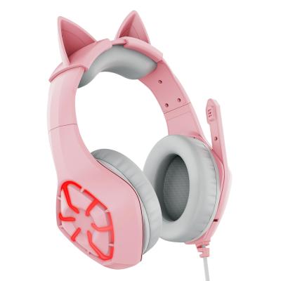 China In-ear Pink Color Cat Best 7.1 PS4 Headset LED Lights Noise Canceling Gaming Headphones With Microphone for sale