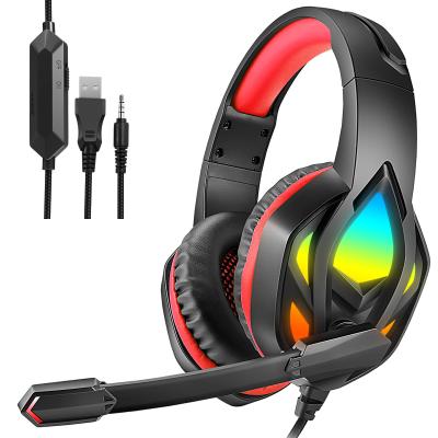 China Perfect Sound Gaming Headset Wired Headphones Led Light And Vibration Over Ear Earphone For Gamer for sale