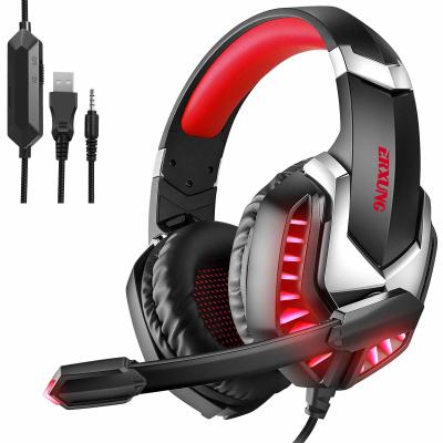 China Best New Perfect Sound Private Label USB 7.1 CH High End Blue PS4 Gaming Headset With MIC for sale