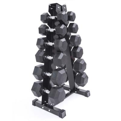 China Universal Black Rubber Coated Hex Dumbbell Gym Use 10Kg-50Kg Hex Dumbbell Set On Sale for sale