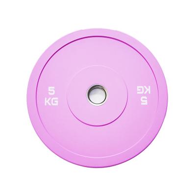 China Universal Wholesale Pink Macaron Bumper Plates Woman Strength Training Fitness Natural Rubber Weightlifting Plates for sale