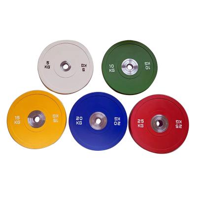 China Universal 5kg To 25kg Rubber Bumper Plates Competition Circular Set Weight Plates With Wheel Hub for sale