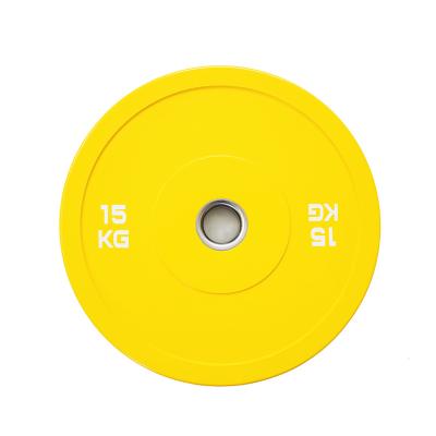 China Commercial Logo Tasteless 15kg Universal Customizable Rubber Bumper Plate For Weightlifting Exercise for sale