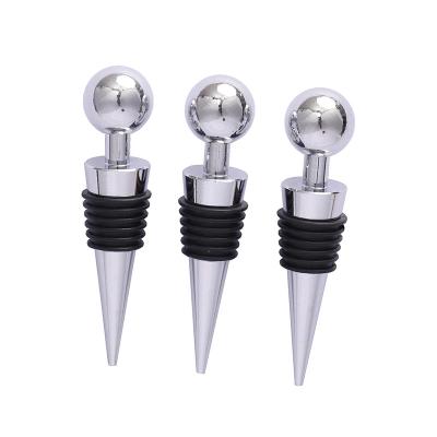 China Vintage Custom Reusable Metal Silver Wine Beverage Wine Stoppers Ball Shape Wine Plugs Bottle Stopper for sale