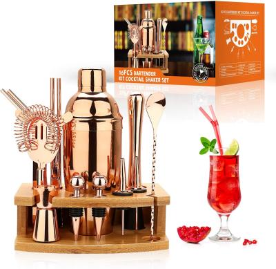 China Viable Cocktail Shaker Making Set, 16pcs Bartender Kit for Martini Wine, Tool Mixer Stainless Steel Bars, Home Drinks Party Accessories for sale