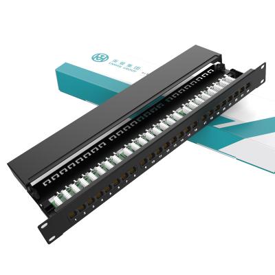 China Network cabling system patch panel cat6 24 rj45 left 1U 90 degree UTP poe patch panel network patch panel for sale