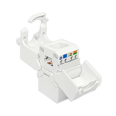 China Rj45 cat5e cat6 cat6a UTP network cabling system with smart cable tie network 180 degree toolless trapezoidal jack for lan cable trapezoidal jack en venta