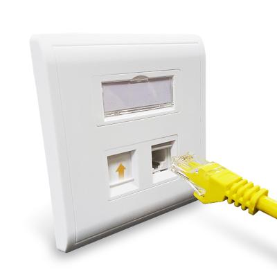 China Network Cabling System Network Faceplate 1 2 4 Type RJ45 Wall Plate 86x86 Port 86 Two Port rj45 Faceplate for sale