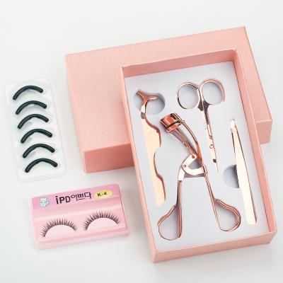 China Eyelash Tools OEM/ODM Quenlash 4pcs/set Black Eyelash Curler Rose Gold Set Stainless Steel Eyelash Curler with Tweezers and Scissors for sale