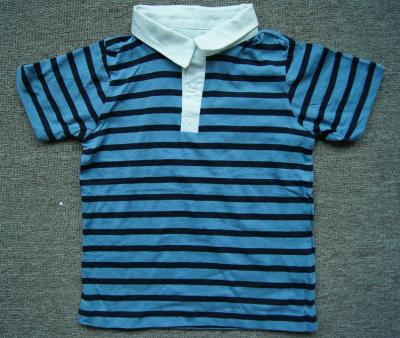 China blue& del verano de la camiseta de manga corta del niño del muchacho del estilo polo 2000pcs; tops blancos de la raya en venta