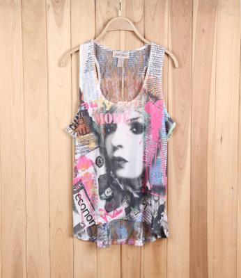 China girl brand excess apparel fashion stock lots exporter lace see-through sleeveless vest tee for sale