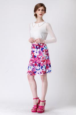 China women clothing apparel stock lots-low price ladies knee length  printing skirts stock for sale