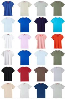 China men & women's  solid color summer Cotton Round collar  slim design Tees stock  size XS to XxxL 3 designs 18 colors for sale