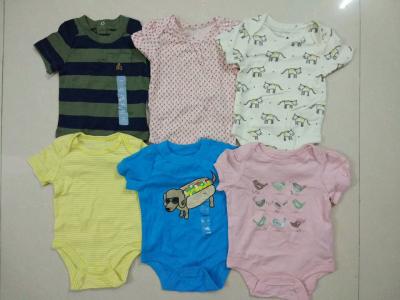 China Malaysia baby outfits Cheap brand clothes stock Gap infant cotton short sleeve pattern rompers cute bodysuits jumpsuits for sale