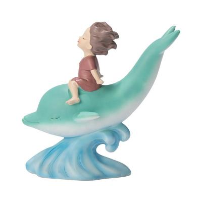 China Creative cute Europe resin craft girl and dolphin ornament trinkets for a girl's birthday for sale