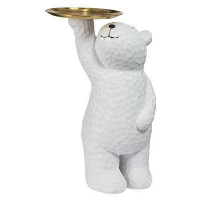 China Europe Modern Resin Craft Statues Bear Animal Stand Serving Trays For Home Decor for sale