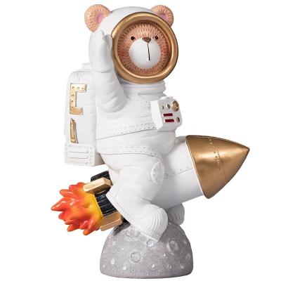 China Europe Resin Astronaut Theme Crafts Polyresin Polar Bear Sculpture For Table Top for sale