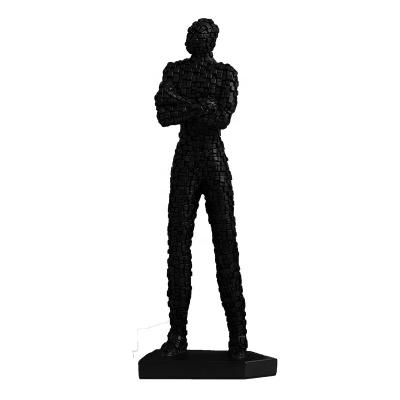 China Hot Sale Europe Style Modern Resin Crafts Black Standing Shaped Mosaic Figure Ornament Decoration for sale