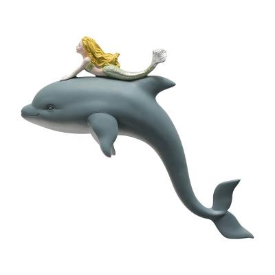 China Europe Dolphin Wall Hanging Resin Sculptures For Hotel Kids Room Modern Home Decor for sale