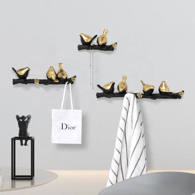 China Viable Bird Key Resin Decor Bag Home Clothes Coat Resin Hooks For Decorative Ornament Hat Handbag Holder Wall Hanger for sale