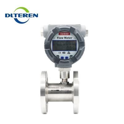 China 304 Stainless Steel DLTEREN Turbine Water Flow Meter Measuring Instruments Pulse Output Turbine Gasoline Oil Flow Meter for sale