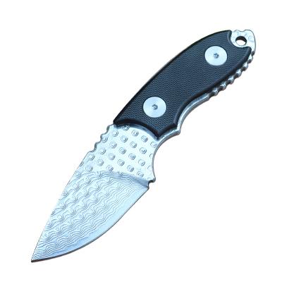 China Easy Carry Hot Sale Goods Hand Tools Outdoor Fixed Blade Damascus Steel Camping Hunting Survival Mini Knife Tactical With G10 Handle EDC for sale