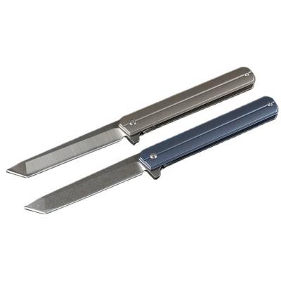 China Easy Carry High Quality Handle Folding Pocket EDC Titanium Knife With Tanto D2 Blade for sale