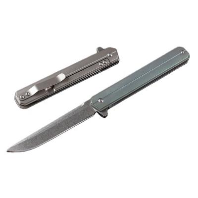 China Easy Carry High Quality Titanium Handle Tactical Pocket Knife With Drop Point Blade for sale