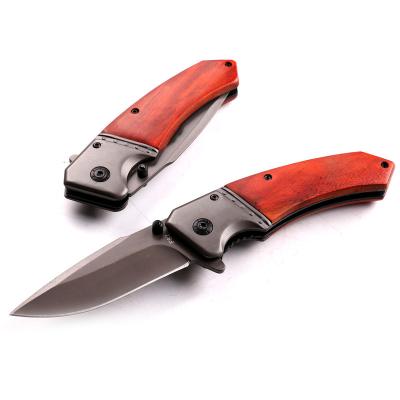 China Easy Carry OEM Wood Handle Pocket Knife Flap Outdoor Camping Knife for sale