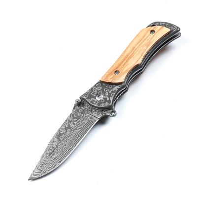 China Easy carry 2021 products high quality wood handle small pocket folding practical EDC rescue camping knife for sale