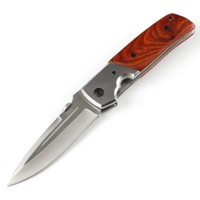 China Non-variable Stainless Steel Pocket Knife EDC Folding Knife With Wooden Handle for sale