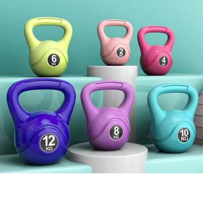 China Home Equipment Dumbbell Cover Sand Filled Plastic Cement Colorful Fitness Rubber Covered Kettlebell for sale