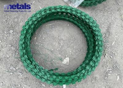 China Green Pvc Coated Concertina Razor Wire 450mm Outside Cercle For Security Fence for sale