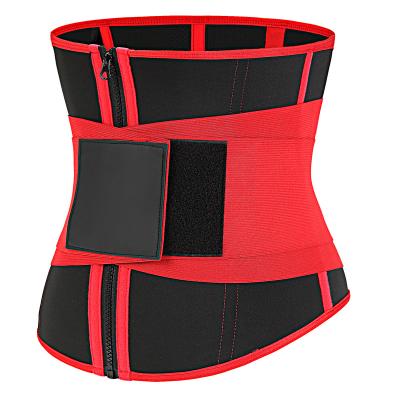 China Breathable Sporty Sweats Body Sculpting Black And Red Simple Reinforced Zipper Waist Support Belt for sale