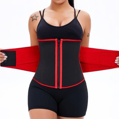 China Breathable Sporty Sweats Body Sculpting Black And Red Simple Reinforced Zipper Waist Support Belt for sale