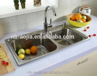 China Without Faucet Double Bowl Stainless Steel Kitchen Sink for sale