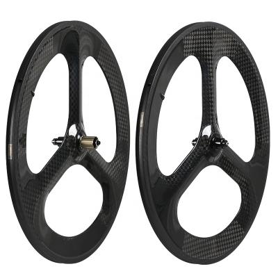 China Road Bikes Carbon Fiber Three-Spoke Wheel 700C Tubular Carbon Fiber Three-Spoke Wheel Carbon Fiber Three-Spoke Wheel for sale