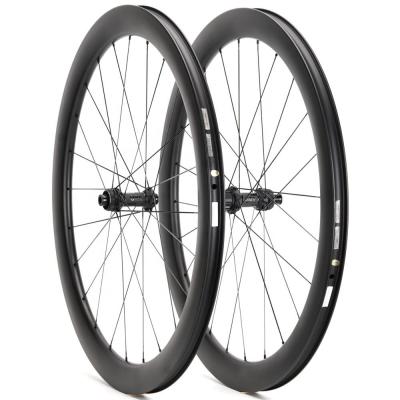 China Road Bikes Wholesale Carbon Fiber Bicycle Wheels With 45mm Depth Disc Brake, Road Carbon 700C Wheels for sale