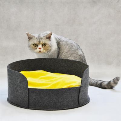 China 2021 Viable Cat Furniture Soft Foldable Gray Simple High Quality Felt Cat Bed for sale