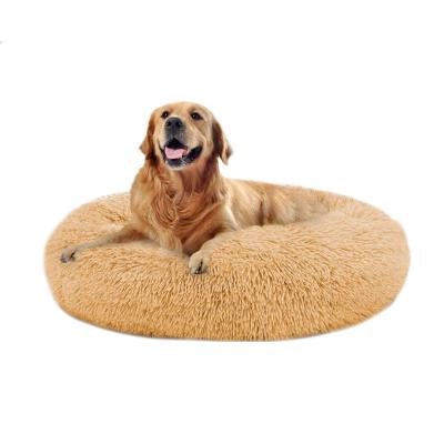 China Cat Bed Washable Round Cat Donut Cuddler Dog Calming Dog Beds Viable Cushion Orthopedic Dog Beds for Dog Cat for sale