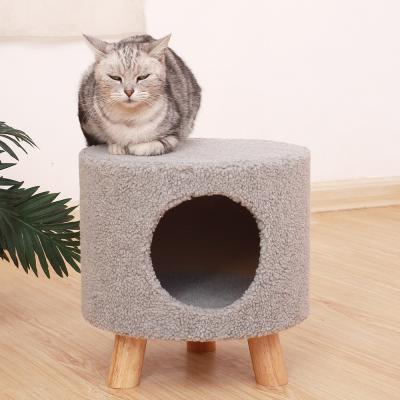 China Viable 2 in 1 Good Quality Cat Bed House Modern Stool Indoor Cheap Pet Cat House for sale